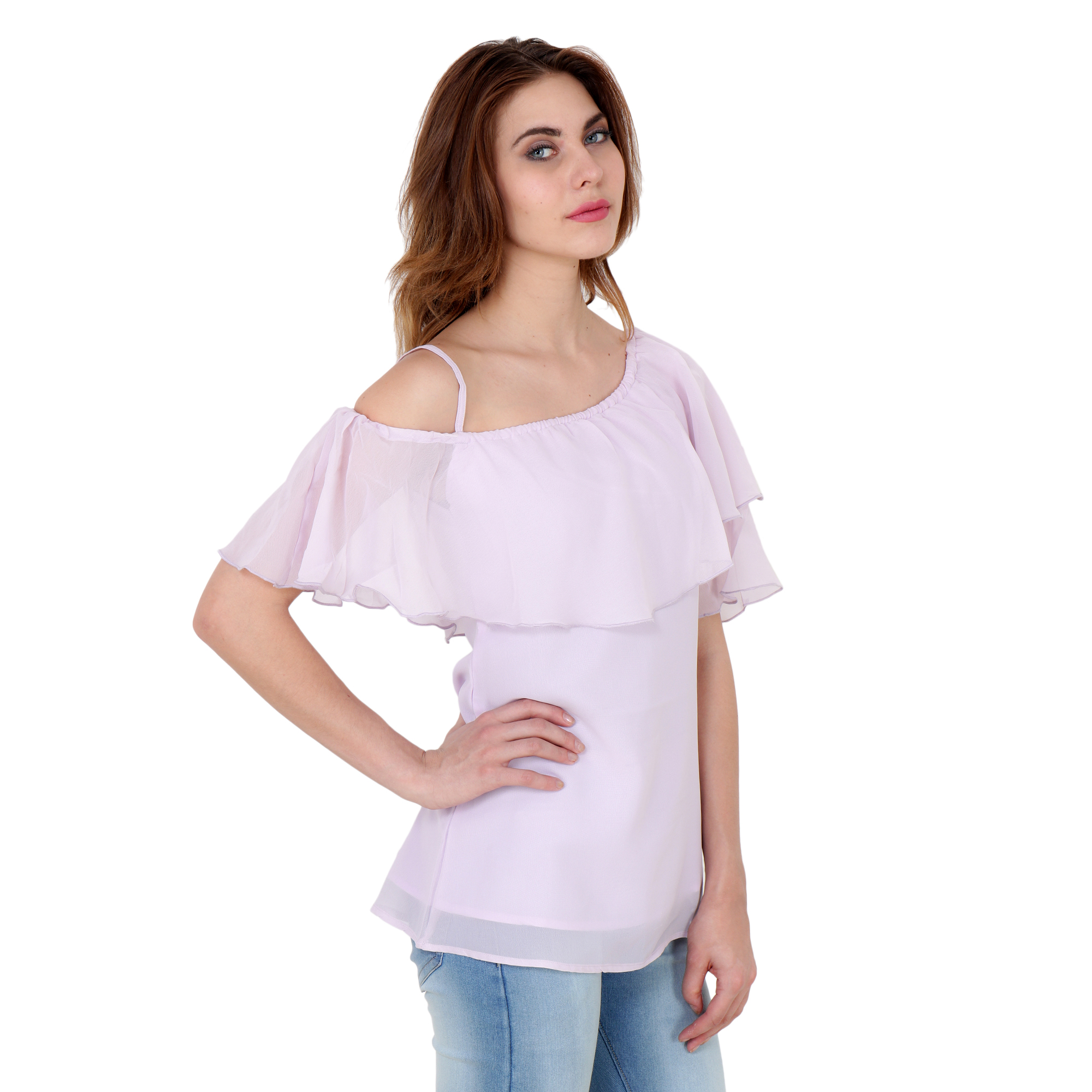 LOST IN PASTEL PURPLE CAPE SLEEVES REGULAR TOP